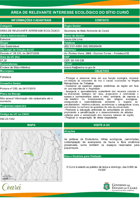 ÁREA DE RELEVANTE INTERESSE ECOLÓGICO DO SÍTIO CURIÓ - Secretaria do ...
