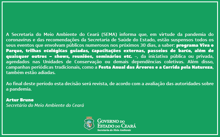 Sema suspende atividades para públicos numerosos
